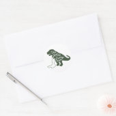 T-rex haat springtouw - Kies achtergrondkleur Ronde Sticker (Envelop)