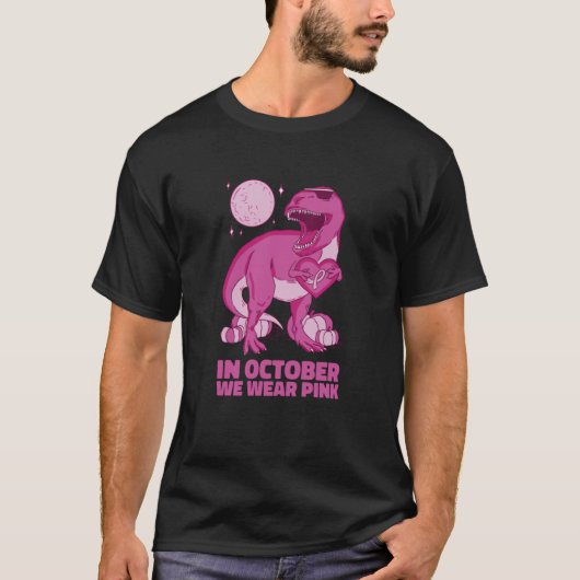 T Rex Halloween October Pink  Men Women T-shirt (Voorkant)