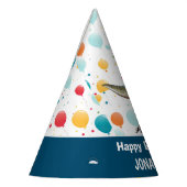 T Rex Happy Birthday Blue Party Pet Feesthoedjes (Links)