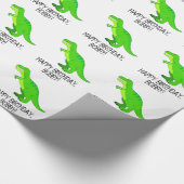 T-Rex Happy Birthday Name  Cadeaupapier (Hoek)