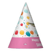 T Rex Happy Birthday Roze Party Pet Feesthoedjes (Links)