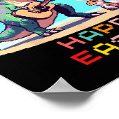 T-rex Happy Easter Eggs Retro  Pixel Art Ro Poster (Hoek)