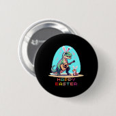 T-rex Happy Easter Eggs Retro  Pixel Art Ro Ronde Button 5,7 Cm (Voorkant /achterkant)