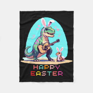 T-rex Happy Pasen Eieren Retro Vintage Pixel Art R Fleece Deken