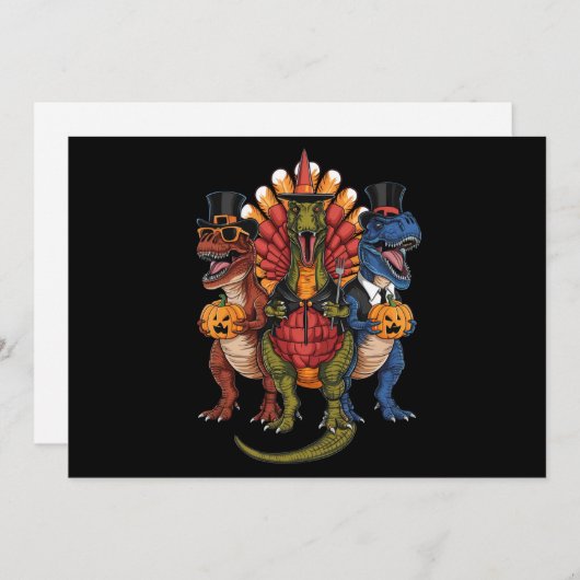 T-Rex Happy Thanksgiving-dinosaurussen Feestdagenkaart (Voorkant / Achterkant)