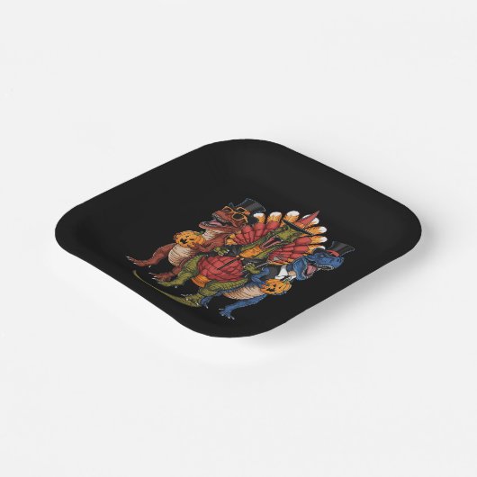 T-Rex Happy Thanksgiving-dinosaurussen Papieren Bordje (Gebogen)