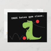 T Rex Hates Gym Class Dinosaur Funny Briefkaart (Voorkant / Achterkant)