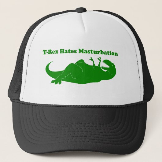 T-rex Hates Masturbation Trucker Hat Trucker Pet (Voorkant)