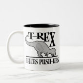 T-Rex Hates Push-Ups $ 18,95 Tweekleurige Koffiemok (Links)