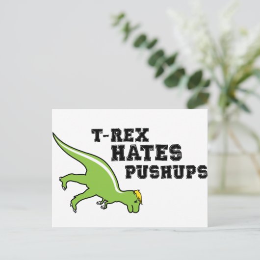 T-rex Hates Pushups Briefkaart (Staand voorkant)