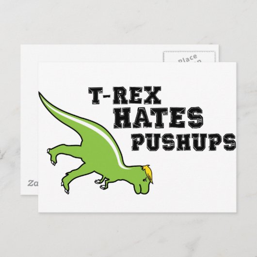 T-rex Hates Pushups Briefkaart (Voorkant / Achterkant)