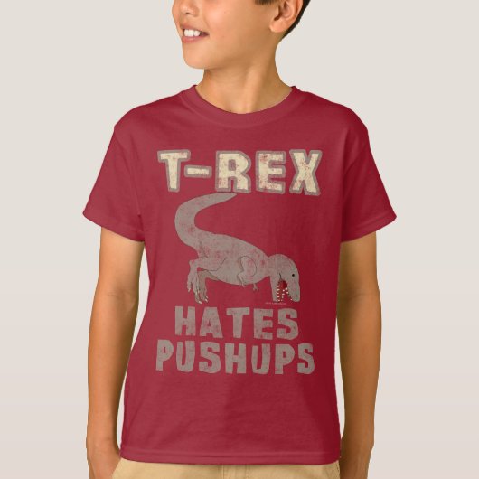T-Rex Hates Pushups Dinosaur Funny Kinder T-shirt (Voorkant)