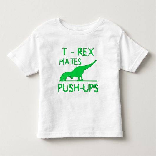 T REX HATES PUSHUPS Funny Dino Design Kinder Shirts (Voorkant)
