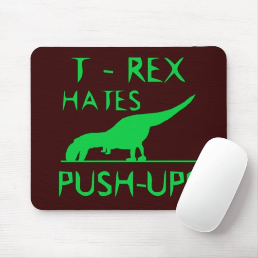 T REX HATES PUSHUPS Funny Dino Design Muismat (Met muis)