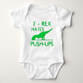 T REX HATES PUSHUPS Funny Dino Design Romper (Voorkant)