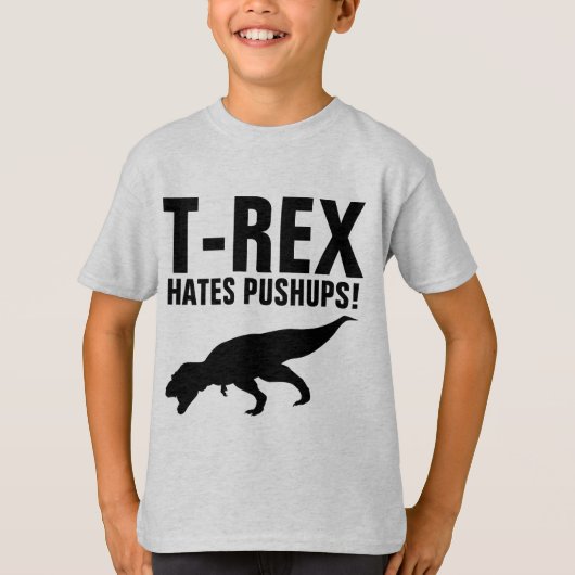 T-REX HATES PUSHUPS! Funny T-shirts (Voorkant)