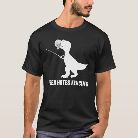 T-Rex heft donkere T-shirt omheining (Voorkant)