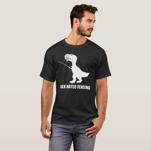 T-Rex heft donkere T-shirt omheining (Voorkant volledig)
