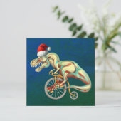 T-Rex Hipster Christmas Feestdagenkaart (Staand voorkant)