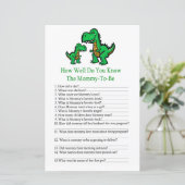 T-rex Hoe goed ken je baby shower-spel (Staand voorkant)