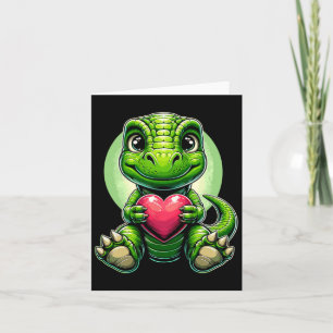 T-rex houdt van Hart Valentijnsdag Schattige Dinos Kaart