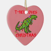 T-Rex houdt van Kerstmis Keramisch Ornament (Rechts)