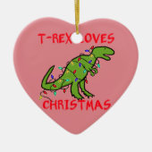T-Rex houdt van Kerstmis Keramisch Ornament (Voorkant)
