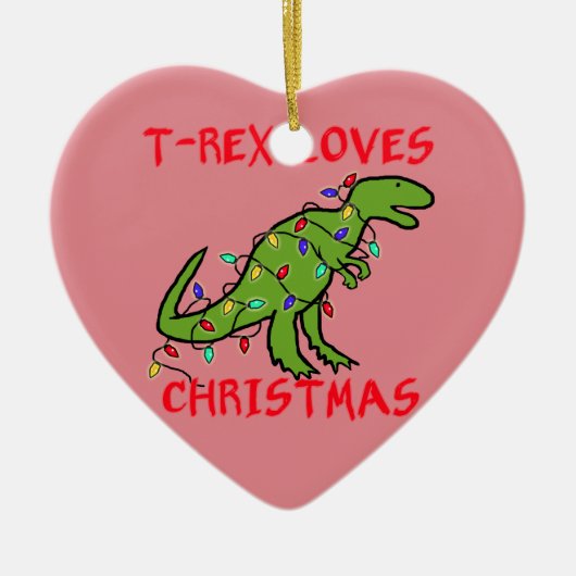 T-Rex houdt van Kerstmis Keramisch Ornament (Voorkant)
