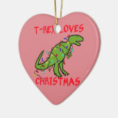 T-Rex houdt van Kerstmis Keramisch Ornament (Links)