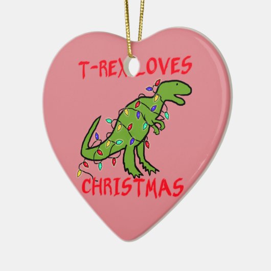 T-Rex houdt van Kerstmis Keramisch Ornament (Links)