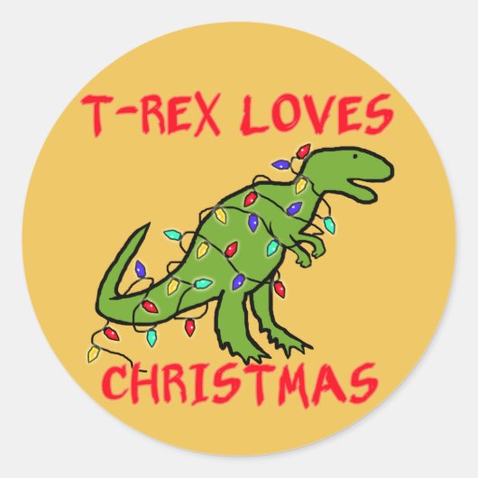 T-Rex houdt van Kerstmis Ronde Sticker (Voorkant)