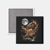 T rex huilt naar de maan retro 90s grappig magneet (Voorkant / Achterkant)