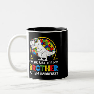 T Rex I Draag blauw voor mijn breder bewustzijn va Tweekleurige Koffiemok