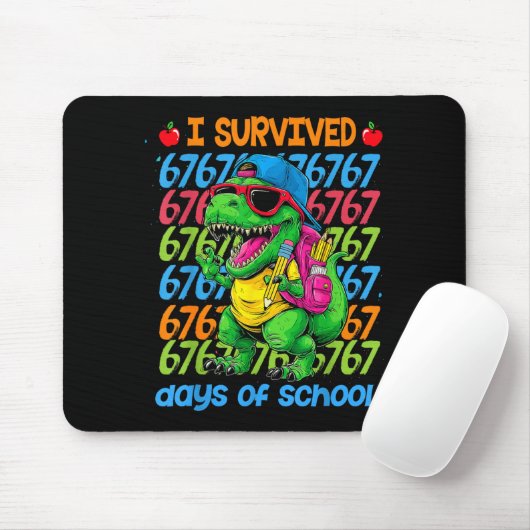 T-rex I Survived 67 Days Of School Six Seven Meme Muismat (Met muis)