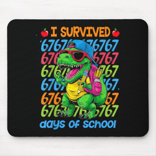 T-rex I Survived 67 Days Of School Six Seven Meme Muismat (Voorkant)
