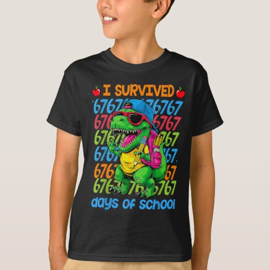 T-rex I Survived 67 Days Of School Six Seven Meme  T-shirt (Voorkant)