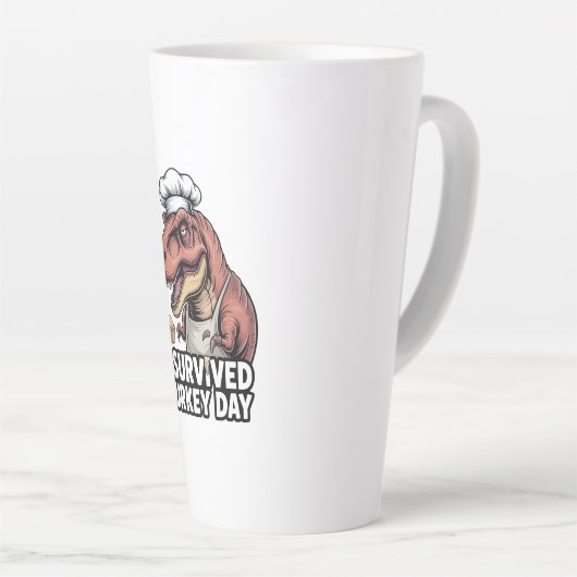 T-Rex I Survived Turkey Day Chef  Latte Mok (Rechterhoek)