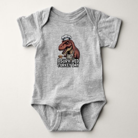 T-Rex Ik overleefde Turkey Day Chef  Romper (Voorkant)