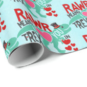 T-Rex in een Top Hat Cute Funny Valentijnsdag Cadeaupapier (Rol Hoek)