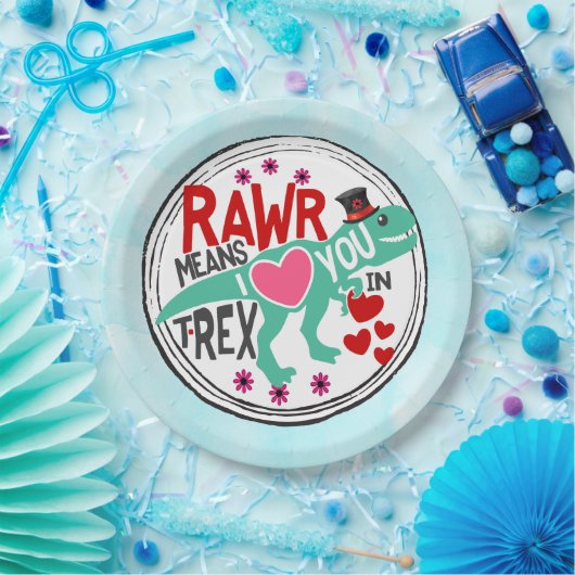 T-Rex in een Top Hat Cute Funny Valentijnsdag Papieren Bordje (Feest)