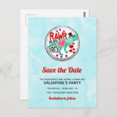 T-Rex in een Top Hat Funny Valentijn Save the Date Briefkaart (Voorkant / Achterkant)
