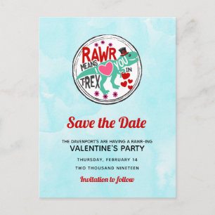T-Rex in een Top Hat Funny Valentijn Save the Date Briefkaart