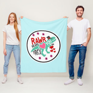 T-Rex in een top Hat Rawr betekent dat ik van je h Fleece Deken