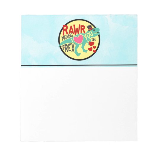 T-Rex in een top Hat Rawr betekent dat ik van je h Notitieblok (Voorkant)