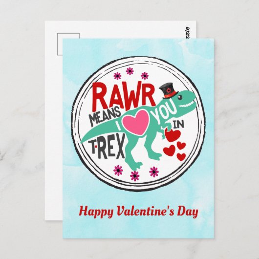 T-Rex in een Top Hat Schattige Funny Valentijn Briefkaart (Voorkant / Achterkant)