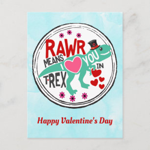 T-Rex in een Top Hat Schattige Funny Valentijn Briefkaart