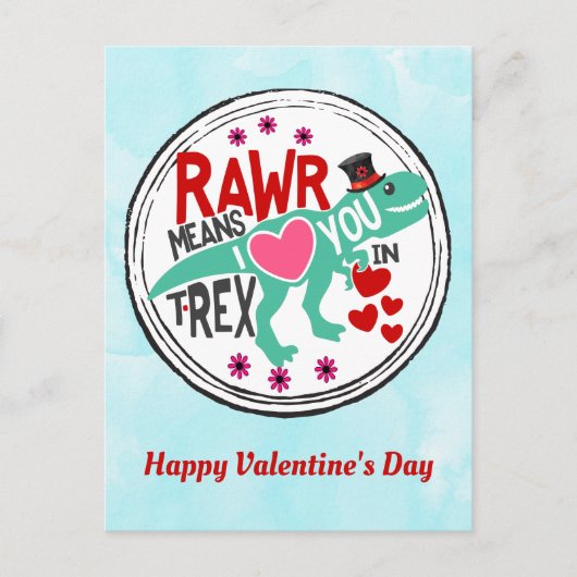 T-Rex in een Top Hat Schattige Funny Valentijn Briefkaart (Voorkant)