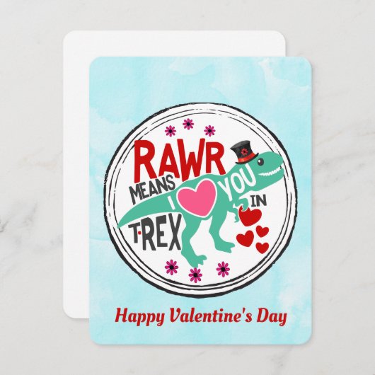 T-Rex in een Top Hat Schattige Funny Valentijn Feestdagenkaart (Voorkant / Achterkant)