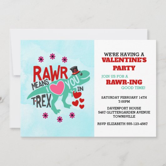 T-Rex in een Tophat Schattigee Funny Valentijn Kaart (Voorkant)