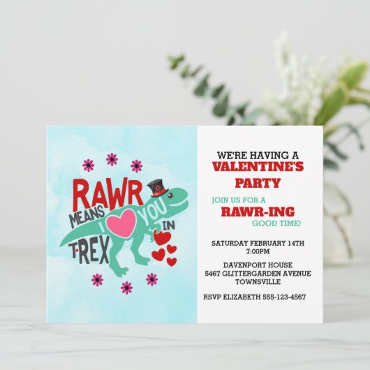 T-Rex in een Tophat Schattigee Funny Valentijn Kaart (Staand voorkant)